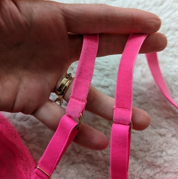 Juicy COUTURE hot pink mesh lace hearts bra small xs - Picture 4 of 7